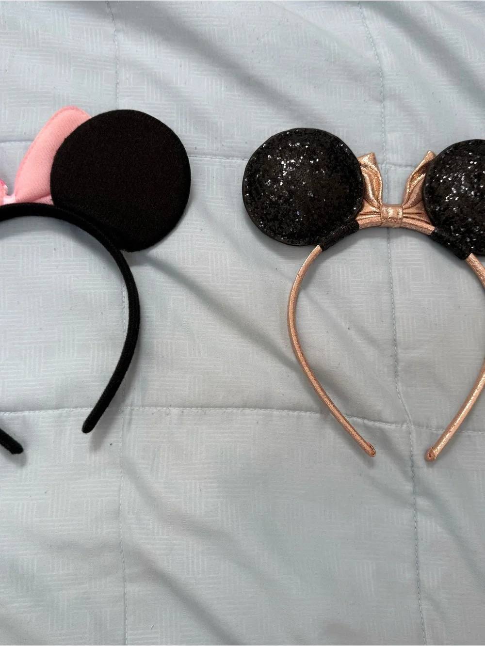 Disney baby or  toddler Mouse Ear Headbands - Pink Polka Dot & Rose Gold